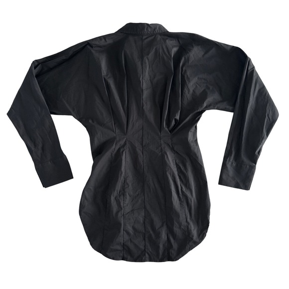 Good American Dart Poplin Button‎ Down Shirt Black Size 2 Medium Corset  $119 - Picture 12 of 12